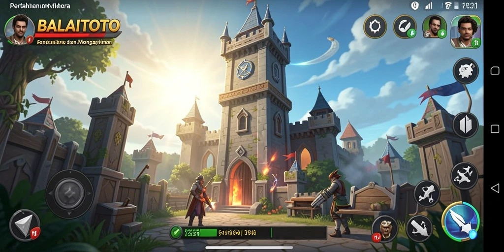 Tangkapan layar dari gameplay menara pertahanan yang intens.
