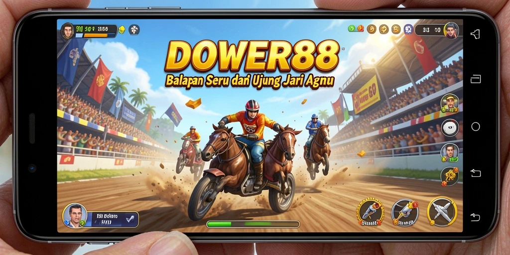 Tampilan gameplay yang mendebarkan dari DOWER88 saat balapan.