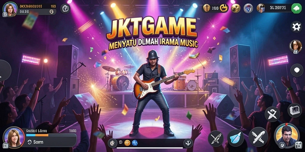 Tampilan gameplay <strong>JKTGAME</strong> dengan berbagai pilihan lagu.