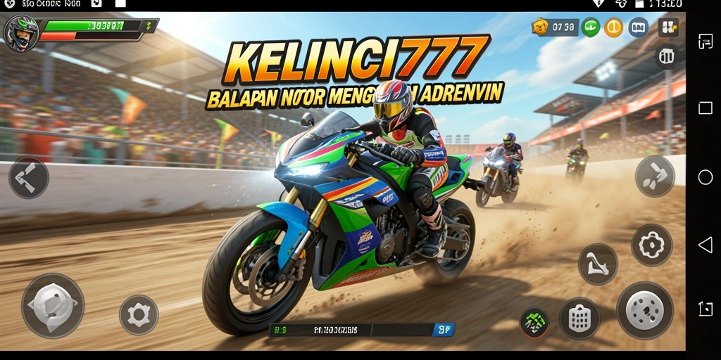 Tampilan utama gameplay KELINCI777 saat balapan motor.