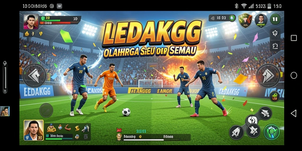 Tampilan aksi mendebarkan dalam gameplay olahraga LEDAKGG.