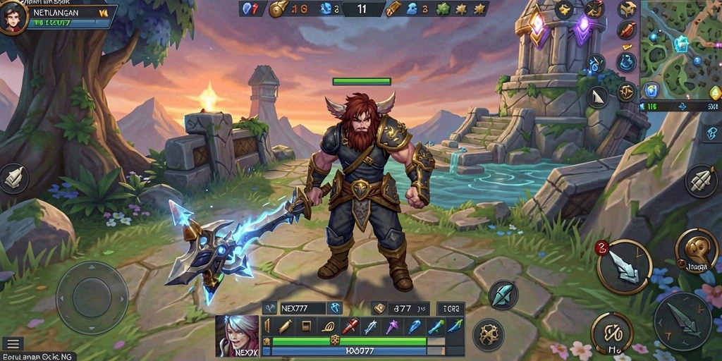 Tampilan gameplay epik dalam NEX777 yang penuh aksi RPG.
