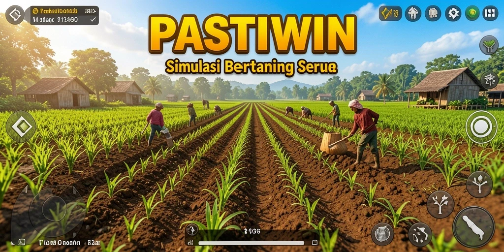 Gameplay menyenangkan PASTIWIN yang menampilkan aktivitas bertani.