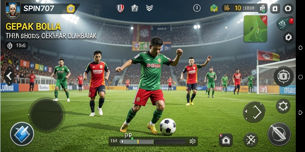 Tampilan mendebarkan dari gameplay sepak bola di SPIN707.