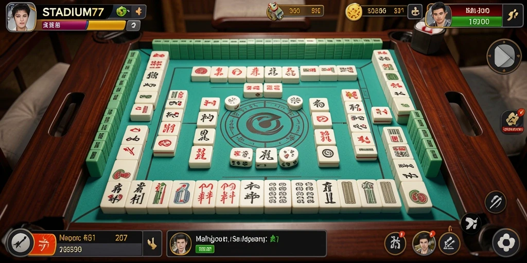 Tangkapan layar gameplay STADIUM77 yang menampilkan aksi Mahjong.