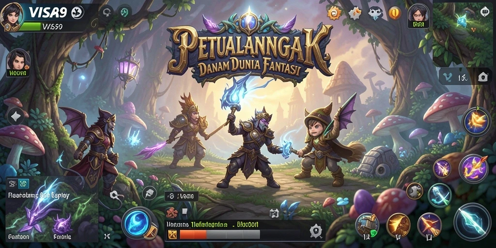 Screenshot VISA89 menampilkan aksi pertarungan yang mendebarkan dan dunia fantasi yang indah.